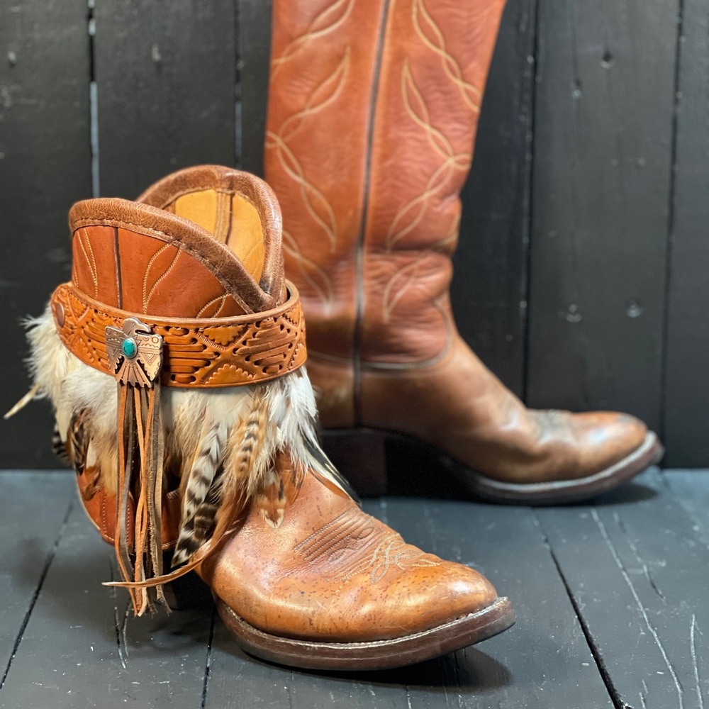 Upcycled Tony Lama boots now a FauxyFurr Boho Boot